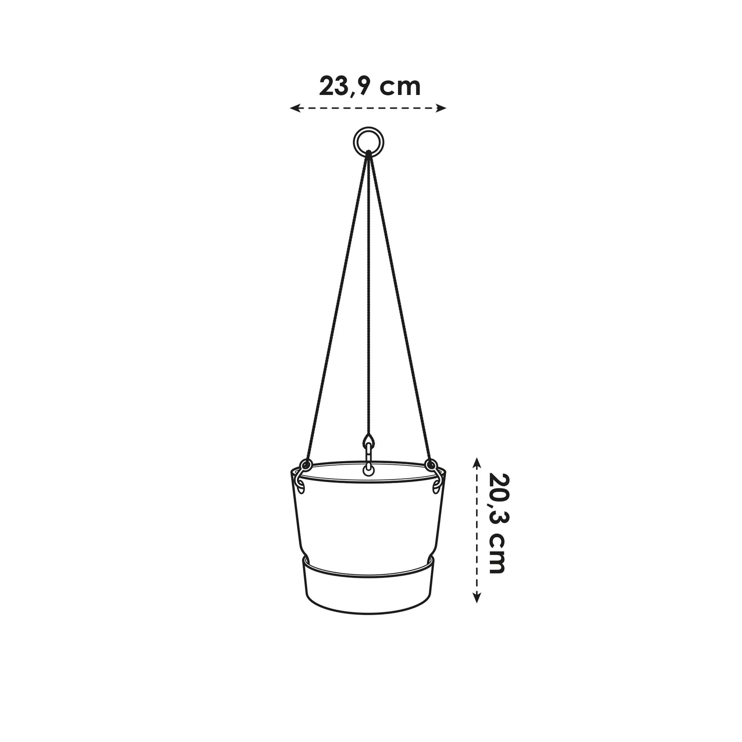 Elho - Greenville Hanging Basket/Saucer 24cm