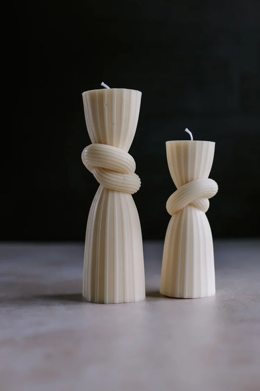 Knotted Pillar Candles Set of 2